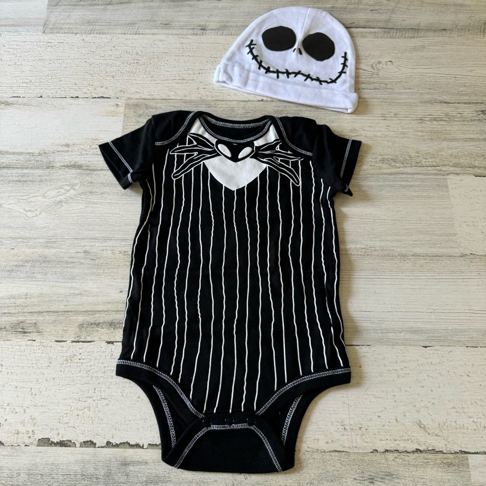NEW Disney Nightmare Before Christmas Jack Skellington Baby Cosplay Bodysuit Hat - Picture 2 of 11